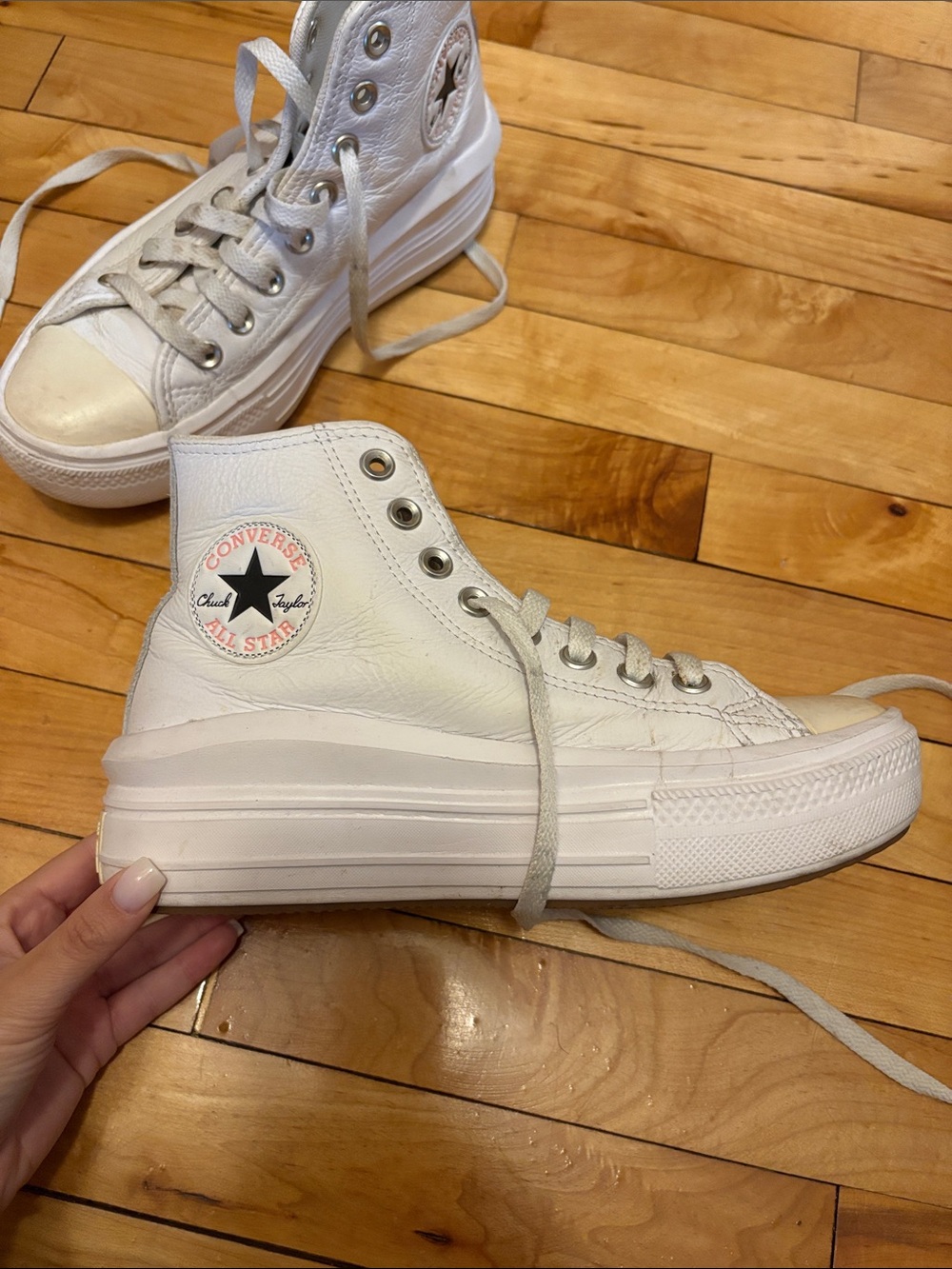 Converse Chuck Taylor All Star Lift (platform) – leather upper sneakers size 7.5 - Picture 2 of 6
